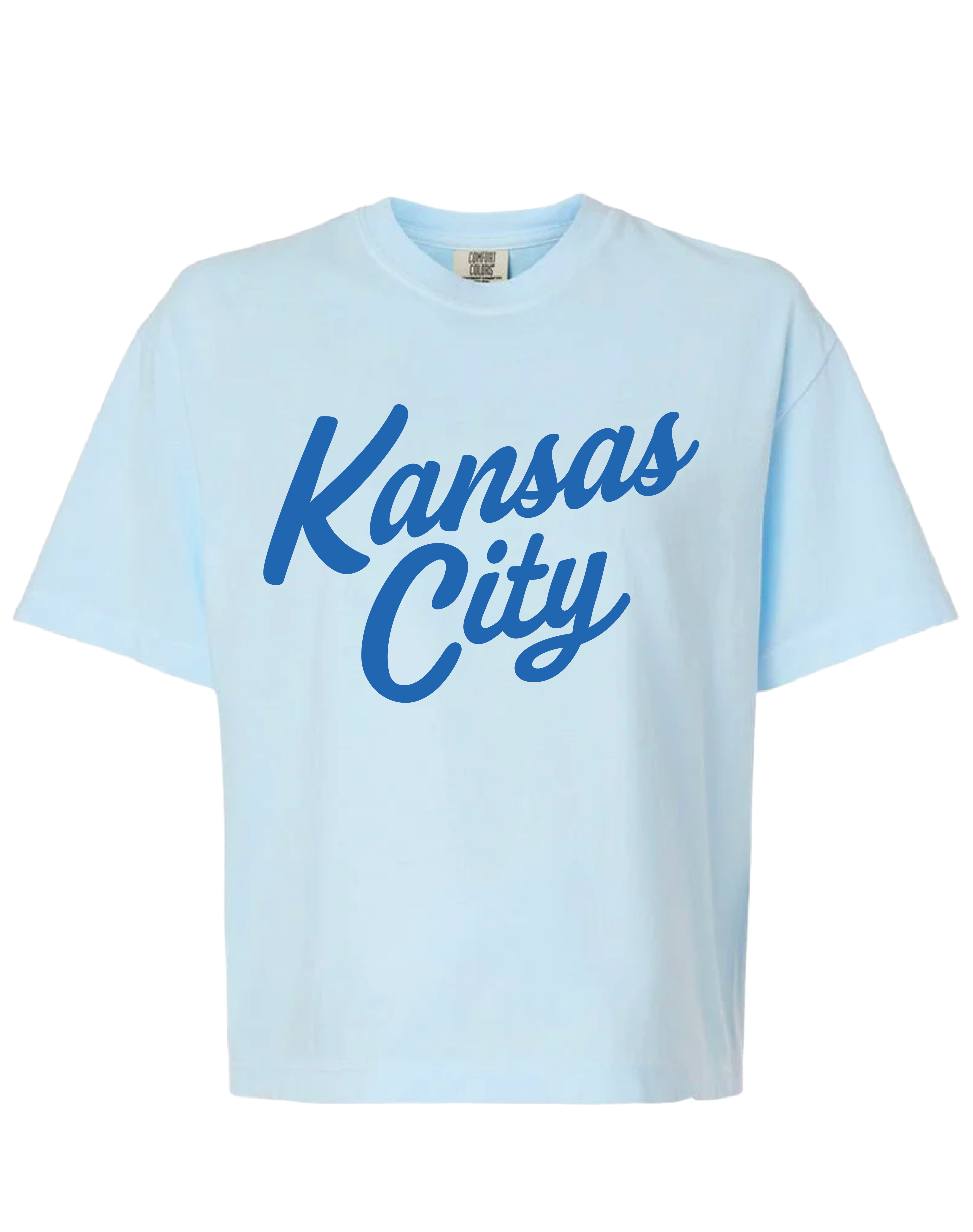 KC Script Slightly Cropped Tee in Blue