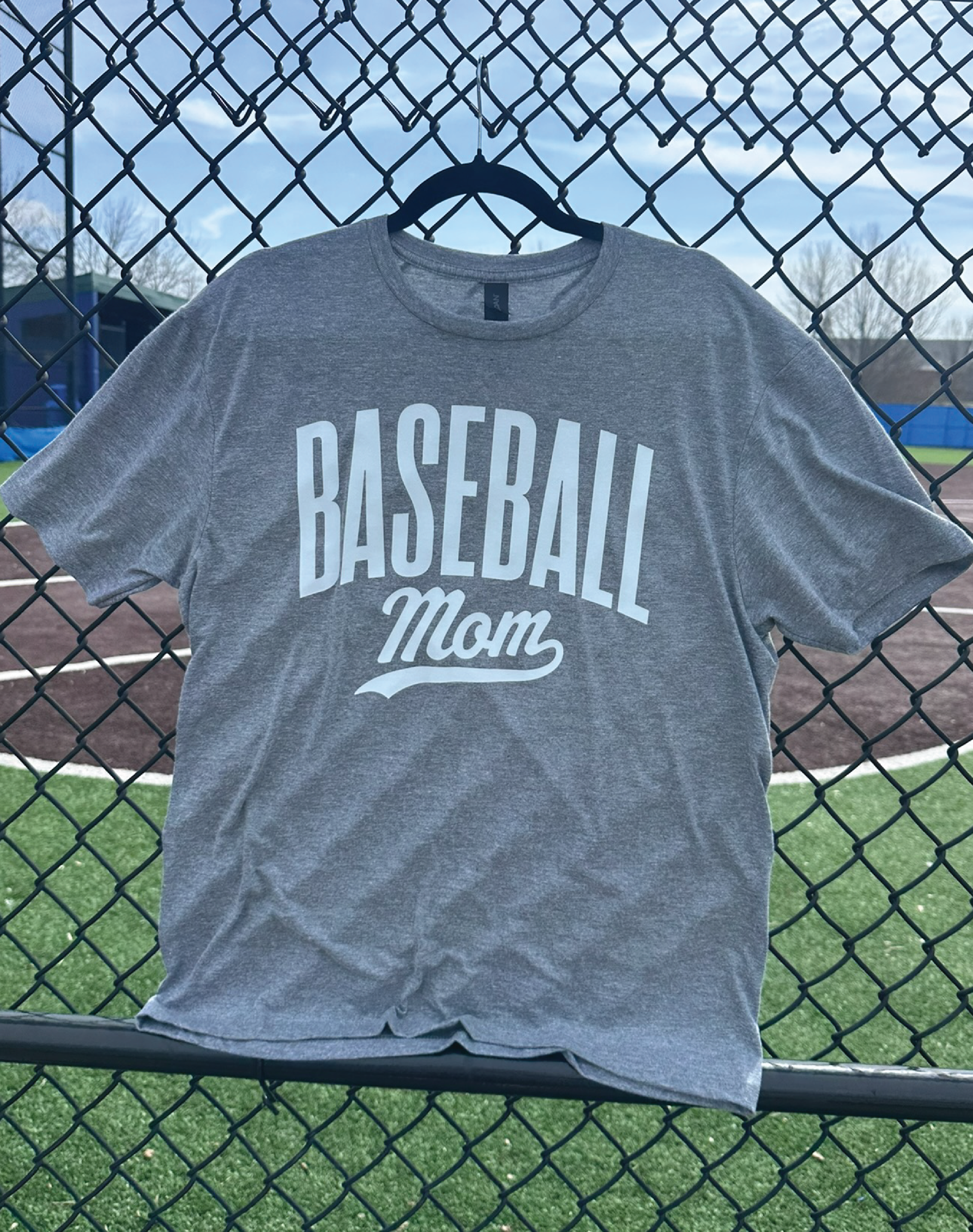Baseball Mom Tee in Gray