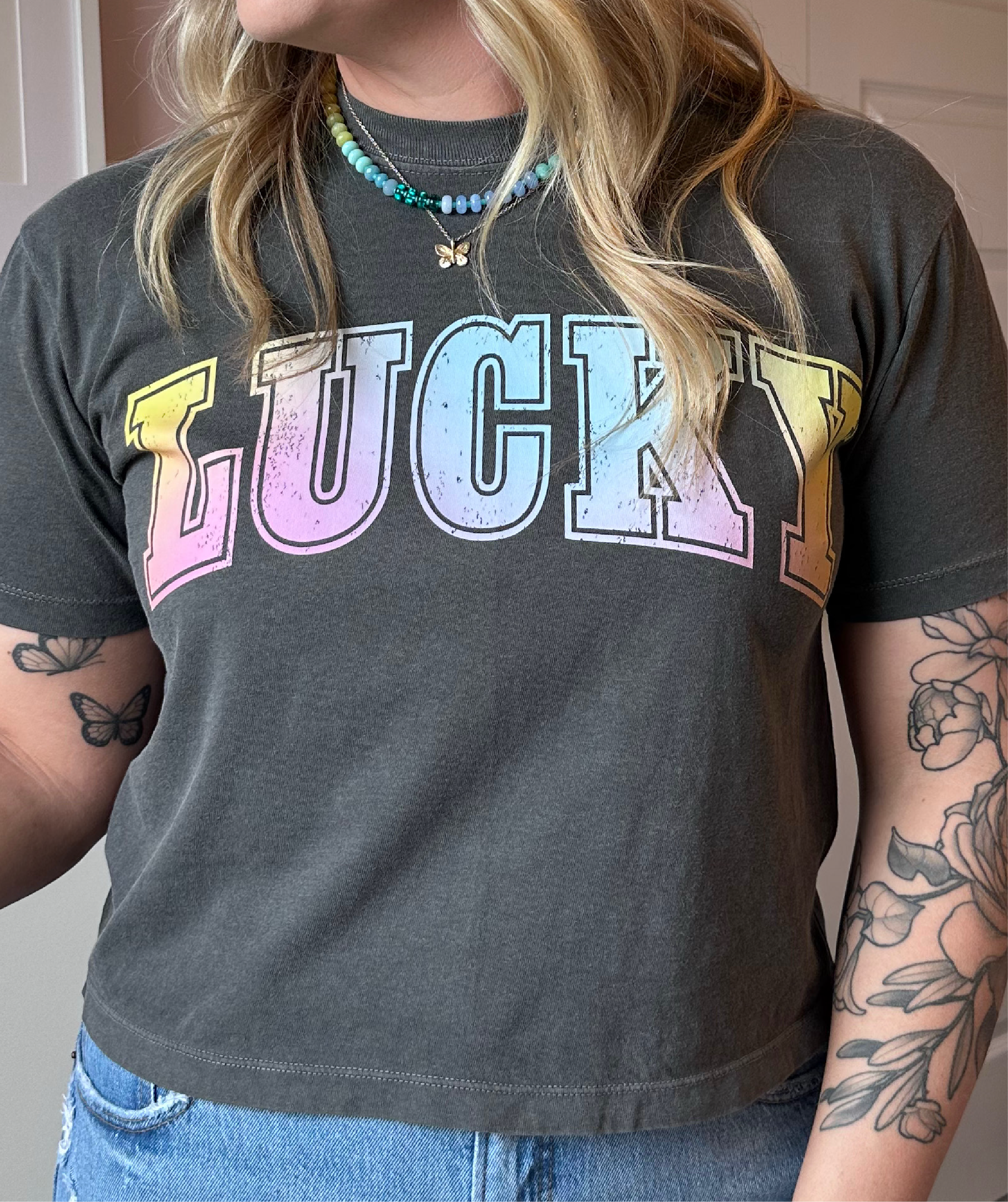 Rainbow Lucky Slightly Cropped Tee